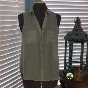 Wet Seal Sheer Green Sleeveless Blouse